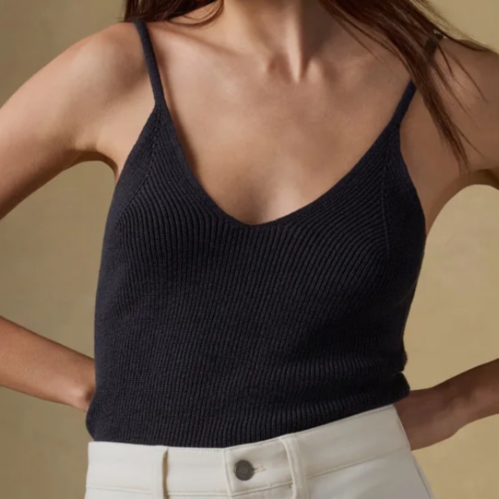 Faherty Womens Miramir Linen Sweater Cami Washed Black SMALL NWT